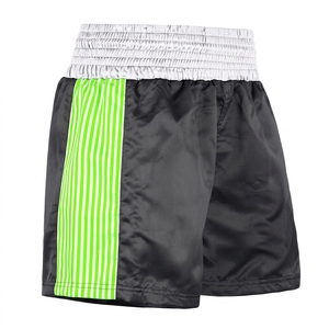 Shorts de boxe pour hommes, bleu marine, blanc, rayures rouges, polyester à séchage rapide, vêtements de sport - Product Image 2