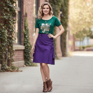 Falda Kilt Escocesa Morada para Mujer, Estilo Utilitario, Mezcla Highland, Venta al por Mayor, OEM, ODM - Product Image 1