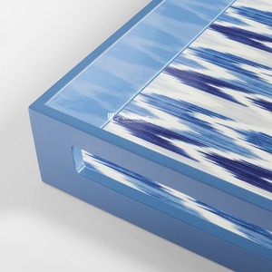 Vietnam Handicraft Blue Zigzag Lacquer Tray, Decorative and Serving Tray <b>Lacquerware</b> Wholesale From Vietnam - Product Image 3