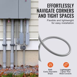 Tubo Flessibile Elettrico Non Metallico in PVC da 1/2 Pollice, Impermeabile, 5 Tubi Dritti, 5 Tubi a 90 Gradi, 100 Piedi di Tubi e Raccordi - Product Image 6