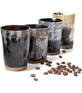 Vaso de Vidrio Rústico Ecológico Hecho a Mano con Cuerno de Búfalo Grabado, Venta al por Mayor de REHMAN CRAFT - Product Image 3