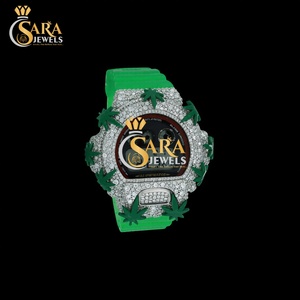 Reloj de Diamantes Premium con Acabado Moissanite VVS, Correa Verde, Acero Inoxidable, Joyería de Lujo de la India - Product Image 2