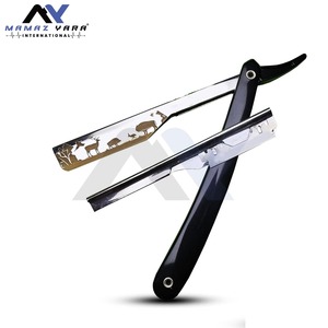 Rasoir droit pliable professionnel en acier inoxydable pour hommes, rasoir manuel pour la barbe, tondeuse de barbier avec manche durable - Product Image 1