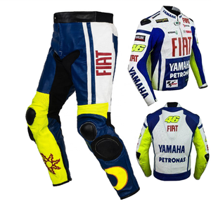 Traje de Motociclismo de Cuero para Hombre, Manga Larga, Azul, Blanco y Amarillo, Transpirable, con Protección CE, para Todas las Estaciones, Guruna Z - Product Image 4