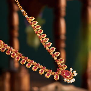 <b>Ruby</b> Palakka Fine Jewelry <b>Necklace</b> Set - Product Image 3