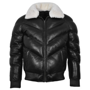 Chaqueta de Invierno Personalizada para Hombre, 100% Cuero Nappa Negro Genuino, Resistente al Viento, con Ribete de Piel, Forro de Poliéster, Marca Privada OEM/ODM - Product Image 4