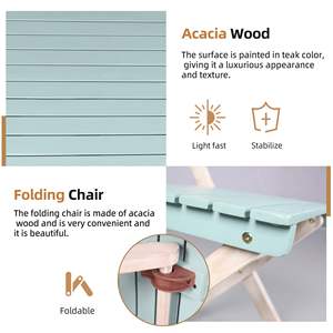 Ensemble de meubles de patio en bois d'acacia portable 3 pièces comprenant 2 chaises pliantes et une table basse carrée pour jardin et bistro - Product Image 6
