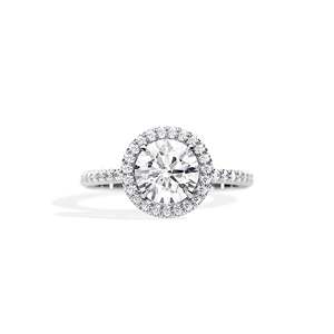 Round Brilliant Cut Diamond Engagement Ring Prong Setting Women's Floral Style - Product Image 1