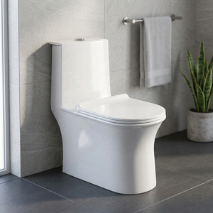 Inodoro de cerámica de una pieza Vistaar Luxury con sistema de descarga por arrastre para proyectos de baños en edificios comerciales - Product Image 6