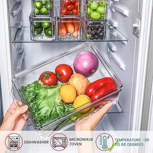 Juego de Recipientes Transparentes para Refrigerador, Cajas Organizadoras Apilables con Tapas para Almacenamiento en la Cocina - Product Image 5