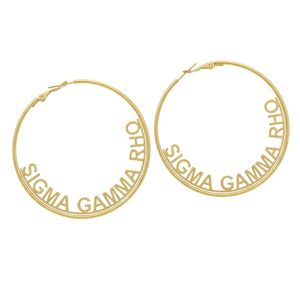 Pendientes de Aro Dorados Sigma Gamma Rho, Joyería de la Hermandad Griega, Pendientes Elegantes y Ligeros, Accesorio para Mujer - Product Image 1