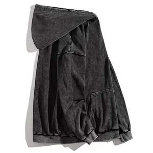 Sudadera con Capucha Extra Grande para Hombre, Estilo Vintage, Color Negro Lavado - Product Image 2