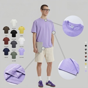 เสื้อยืดทรงบ็อกซี่ฟิตแบบเรกูลาร์ฟิต น้ำหนัก 220 กรัม ผ้าคอตตอน 100% สำหรับผู้ชาย แบบเรียบ ไหล่ตก สไตล์ลำลอง - Product Image 1