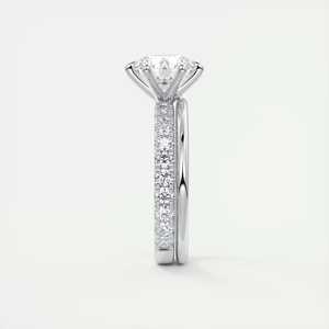 Bague de fiançailles solitaire pavée de fleurs avec diamant rond de laboratoire de 2,50 carats et 3/4 sertis en or blanc 14 carats - Product Image 4