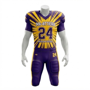 Custom Purple Gold American Football Uniform <b>Padded</b> Jersey <b>Pants</b> Set Team Sports Apparel - Product Image 3