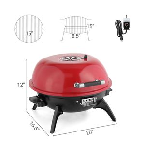 <b>Electric</b> Countertop <b>BBQ</b> Grill 1600W Portable Double Layer Smokeless Indoor/Outdoor Grill Red - Product Image 4