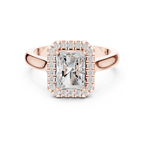 Anillo de Compromiso Clásico con Halo, Corte Radiante, Diamante Cultivado en Laboratorio, Oro de 14K, Certificado IGI, VS1 E, para Aniversario o Boda - Product Image 5