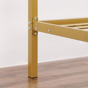 Lit double doré avec tête de lit à rayures horizontales simples et moustiquaire élégante - Product Image 6