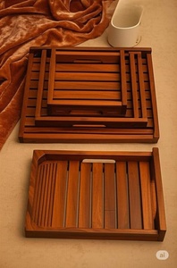 Bandeja de madera, bandeja de madera para servir, bandeja de madera para comida, bandeja de madera decorativa, bandeja de madera hecha a mano - Product Image 4