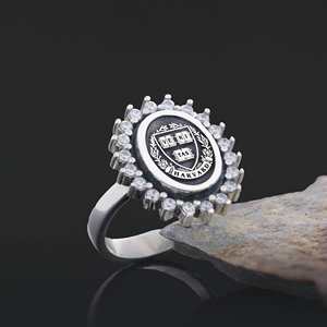Bague d'École BOJ 037 Personnalisée en Argent et Diamant, Bague de Diplôme Universitaire Unisexe, Cadeau pour Fêtes et Occasions Spéciales, Prix Bas - Product Image 1