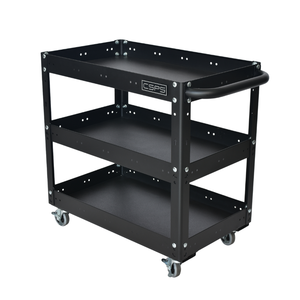 Heavy Duty Matte Black Powder Coated Steel Utility <b>Cart</b> Family keywords: for Garage Workshop Storage Use - Product Image 1
