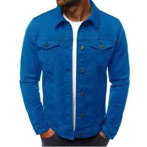 แจ็คเก็ตยีนส์ฤดูหนาวราคาดีที่สุดสำหรับผู้ชาย ออกแบบโลโก้ได้ตามต้องการ คุณภาพสูง สีพื้น สตรีทแวร์ - Product Image 4