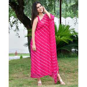 ชุดเดรสยาวผ้าชีฟองสีชมพู รุ่นเลเฮริยา คัฟตัน คอทรงโอ ประดับเลื่อมและลูกปัด ระบายอากาศได้ดี ทรงปกติ ไซส์ XS - Product Image 4