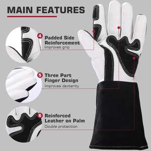 Guantes de Soldador de Cuero Vacuno Resistentes, con Costuras Reforzadas y Forro Suave, para Soldadura TIG - Product Image 3