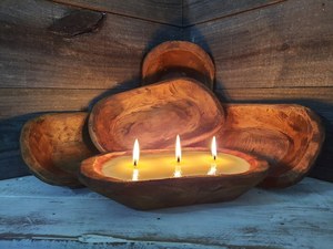 Recipiente Decorativo Rectangular de Madera Hecho a Mano, con Acabado Natural, para Velas o Repostería - Product Image 2