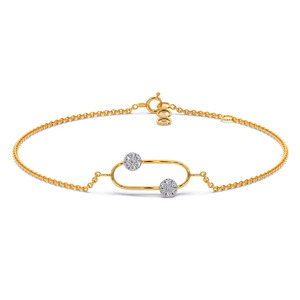 <b>Floating</b> Twin Cluster Diamond Bracelet with Yellow Gold Oval <b>Frame</b> and Minimal Open Center Design - Product Image 2
