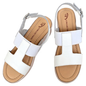 Sandales élégantes pour femmes en cuir blanc avec sangle élastique, plateforme, légères, amortissantes, antidérapantes, pour un usage quotidien au printemps - Product Image 4