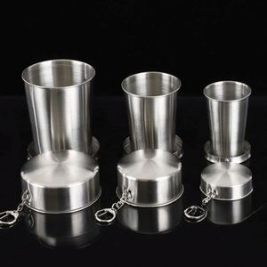 Tasse de voyage pliable en acier inoxydable portable avec porte-clés - Mug de camping pliable pour la randonnée et la bière - Product Image 2