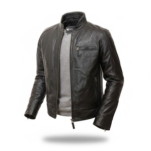 OEM High Quality Hot Sale Casual Outdoor Slim Fit Stylish Biker Black Custom Motorcycle Leather Jacket for Men - Product Image 1