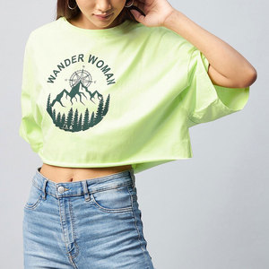 T-shirt court imprimé pour femme, style streetwear tendance, coupe ajustée, décontracté, manches courtes, personnalisation OEM, vente en gros de vêtements - Product Image 3