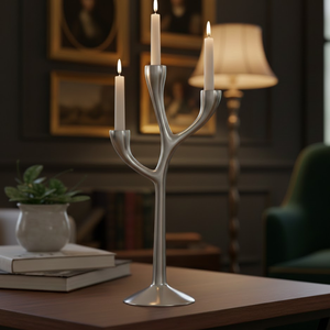 VIC3947 Porte-bougie en aluminium recyclé design moderne, petit, décoratif, pour table |   Pièce de décoration intérieure écologique, style artistique - Product Image 2