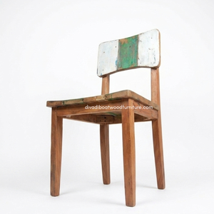 Handcrafted Rustic <b>Dining</b> <b>Chair</b> Reclaimed Boat Wood Eco-Friendly Original Color Indoor Outdoor Resort Home Villa Furniture - Product Image 3