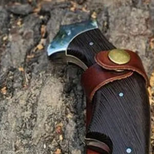 Couteau Bowie artisanal, lame en acier, avec étui en cuir, manche en os de camélia wengé, couteau de chasse, de camping et de survie - Product Image 5