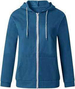 JAC22 FY11 Women's Casual Semi High Neck <b>Top</b> 100% Cotton Breathable Waterproof 300g Solid Autumn Winter Lined <b>Velvet</b> Hoodie - Product Image 1