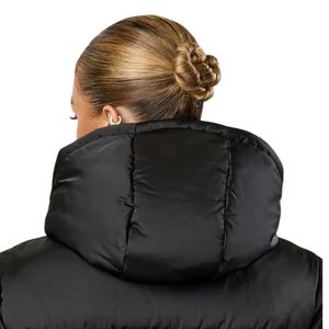 Black <b>Cropped</b> <b>Jacket</b> Women Hooded <b>Puffer</b> Coat Lightweight Insulated Winter Outerwear Warm Casual Fashion Layer Wear - Product Image 4