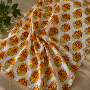 Eco-Friendly <b>Yellow</b> Floral Hand Block Print Lightweight Cotton Fabric Traditional Indian Textile for Girls Dress Kurti <b>Saree</b> - Product Image 2