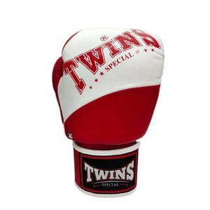 Guantes de Boxeo Dobles de Piel Sintética Profesional de Alta Calidad Rojos y Blancos, Guantes Deportivos con Logotipo Personalizado, Guantes de Sanda para Sparring y Kick Boxing - Product Image 4