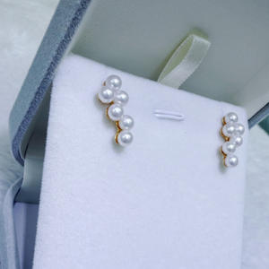 Boucles d'oreilles en perles d'eau douce naturelles de Zhuji, 3-4 mm, sans défaut, Aurora, argent pur, édition coréenne pour femmes, soutient les cheveux - Product Image 3