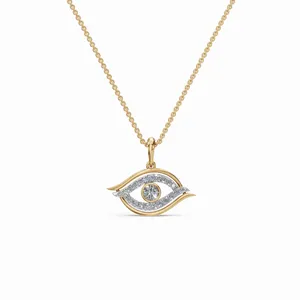 Collier pendentif diamant « Yeux de vigilance » en or jaune 18 carats, diamant taille ronde, pour femmes - Product Image 1