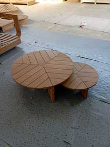 Modern Round Wooden <b>Outdoor</b> <b>Table</b> – Solid Wood Patio <b>Coffee</b> <b>Table</b> – Handcrafted Furniture for Gardens, Cafés, and Hotels - Product Image 3