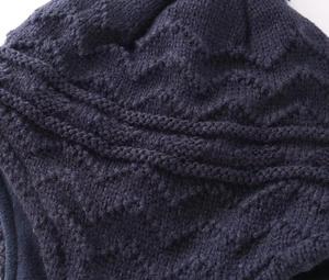 Chapeau d'hiver élégant unisexe en acrylique jacquard tricoté à la main, respirant, imperméable, avec cache-oreilles, bleu uni, pour enfants, pour l'extérieur - Product Image 4