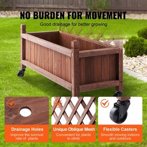 Jardinière surélevée autoportante en bois pour plantes, 76,2 cm x 33 cm x 156,1 cm, avec trous de drainage, pour jardins et plantes d'extérieur - Product Image 5