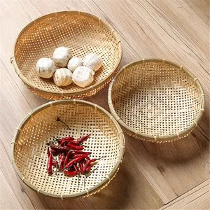 Panier en bambou naturel, organisateur de cuisine, contenants de rangement, boîte à nourriture tissée, organisateurs pour la maison et le jardin, articles décoratifs pour la maison - Product Image 3