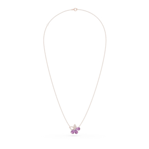 Rose Gold Plated 925 <b>Silver</b> Amethyst Flower Pendant Necklace Women's Romantic <b>Snake</b> <b>Chain</b> Everyday Wear - Product Image 3