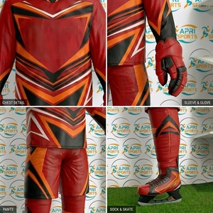 Tenues de hockey sur glace entièrement personnalisées avec impression par sublimation, service OEM ODM, uniforme à manches longues, col en V, évacuation de l'humidité - Product Image 5