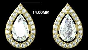 Pendientes de Oro Rosa de 14K con Diamante Cultivado en Laboratorio de Corte Pera de 2.40ct, con Halo, para Compromiso y Boda, Joyería Elegante, Regalo para Mujeres y Niñas - Product Image 4